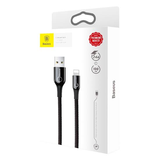 Baseus C-Shaped Light Intelligent Power-Off Lightning To USB A Cable Nylon Braided [CALCD-01] 100cm