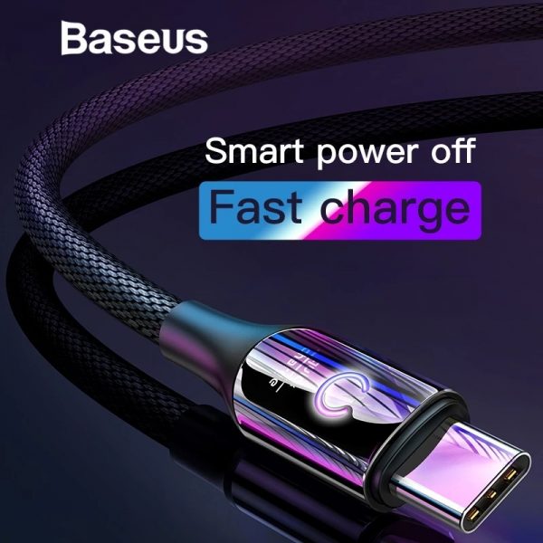Baseus Type C To USB A QC 3.0 Nylon Braided Intelligent Auto Power Off Cable 100 Cm