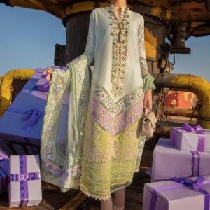 Crimson Royale Lawn Suit - 3 Shade V panel Fully Heavy Embroidered