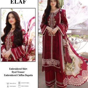 Elaaf Heavy Embroidered Lawn Suit with Chikenkari Work