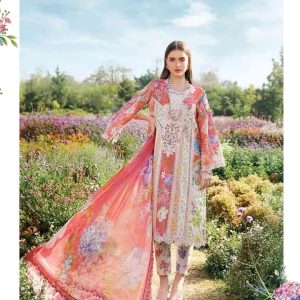Printed Lawn Front With Heavy Embroidered Spengle Work Neck Patch Suit